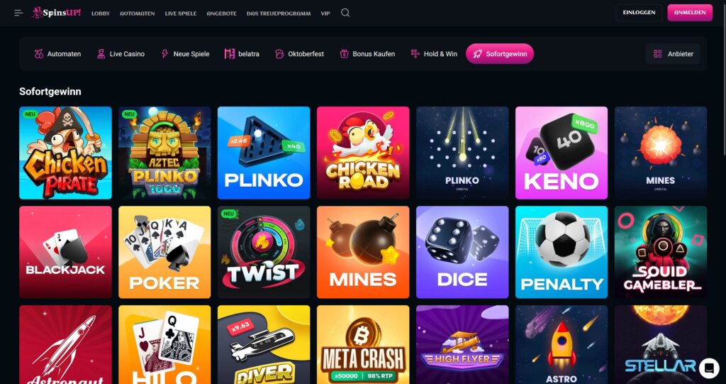 SpinsUp Sofortgewinne