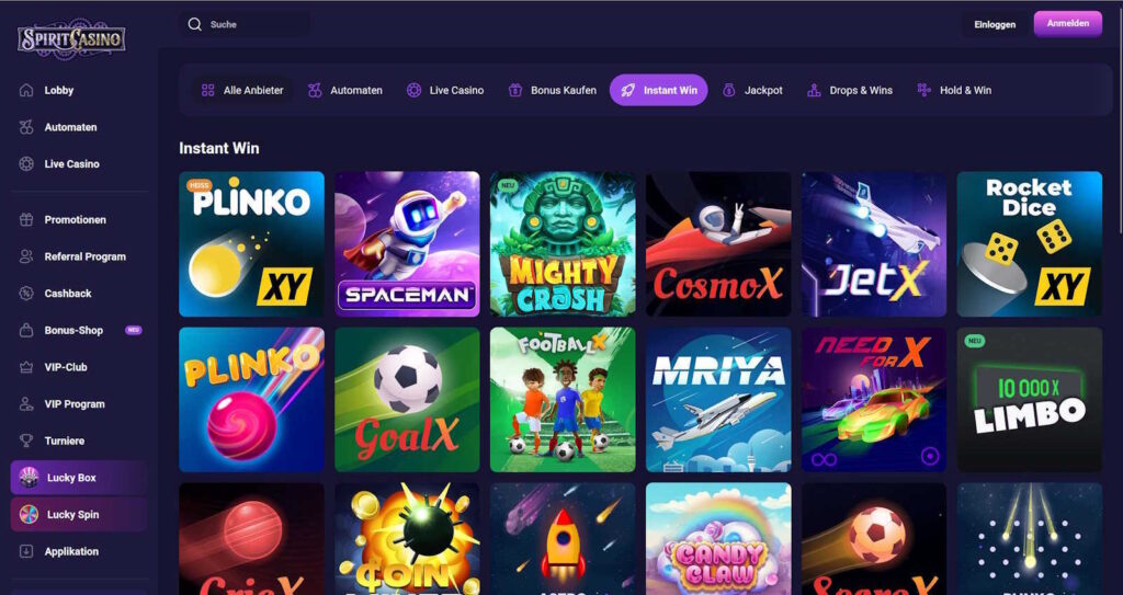 spirit casino instant win
